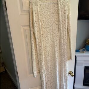 Cream Crochet Duster/Maxi Cardigan